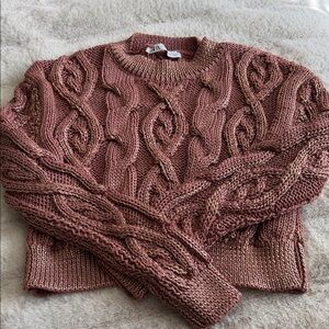 Zara Cable Knit Sweater in Warm Pink